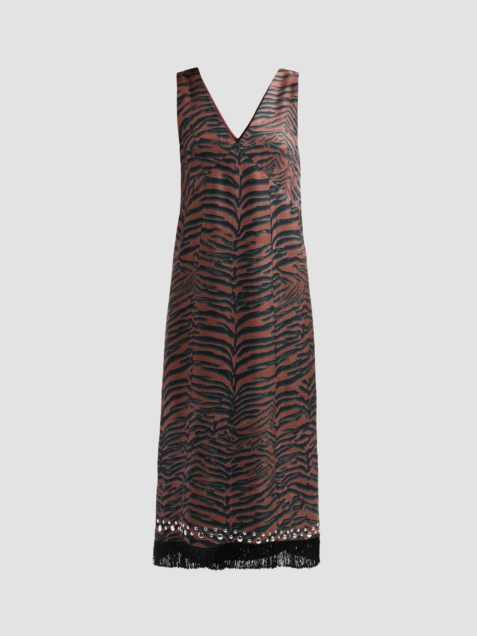 Women's Tiger-Print Embellished Midi Dress - Sierra Multi - 1