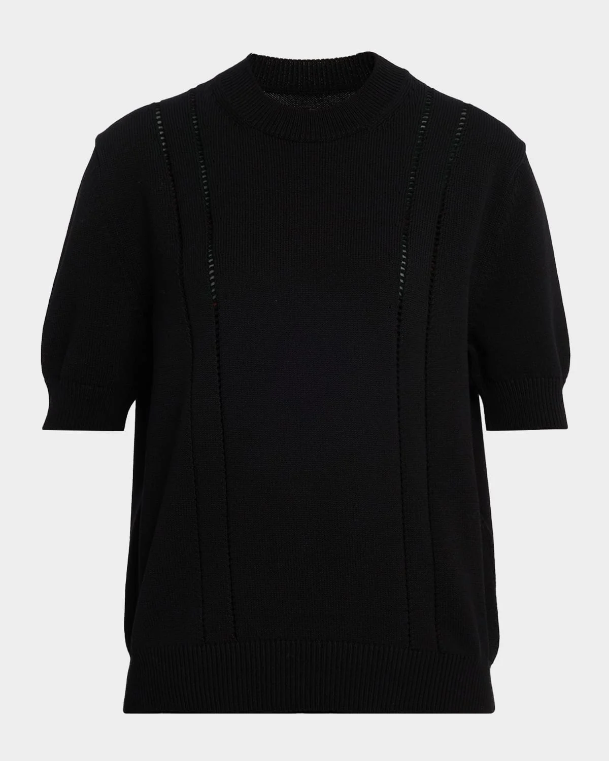 Lattice-Inset Short-Sleeve Sweater - 1