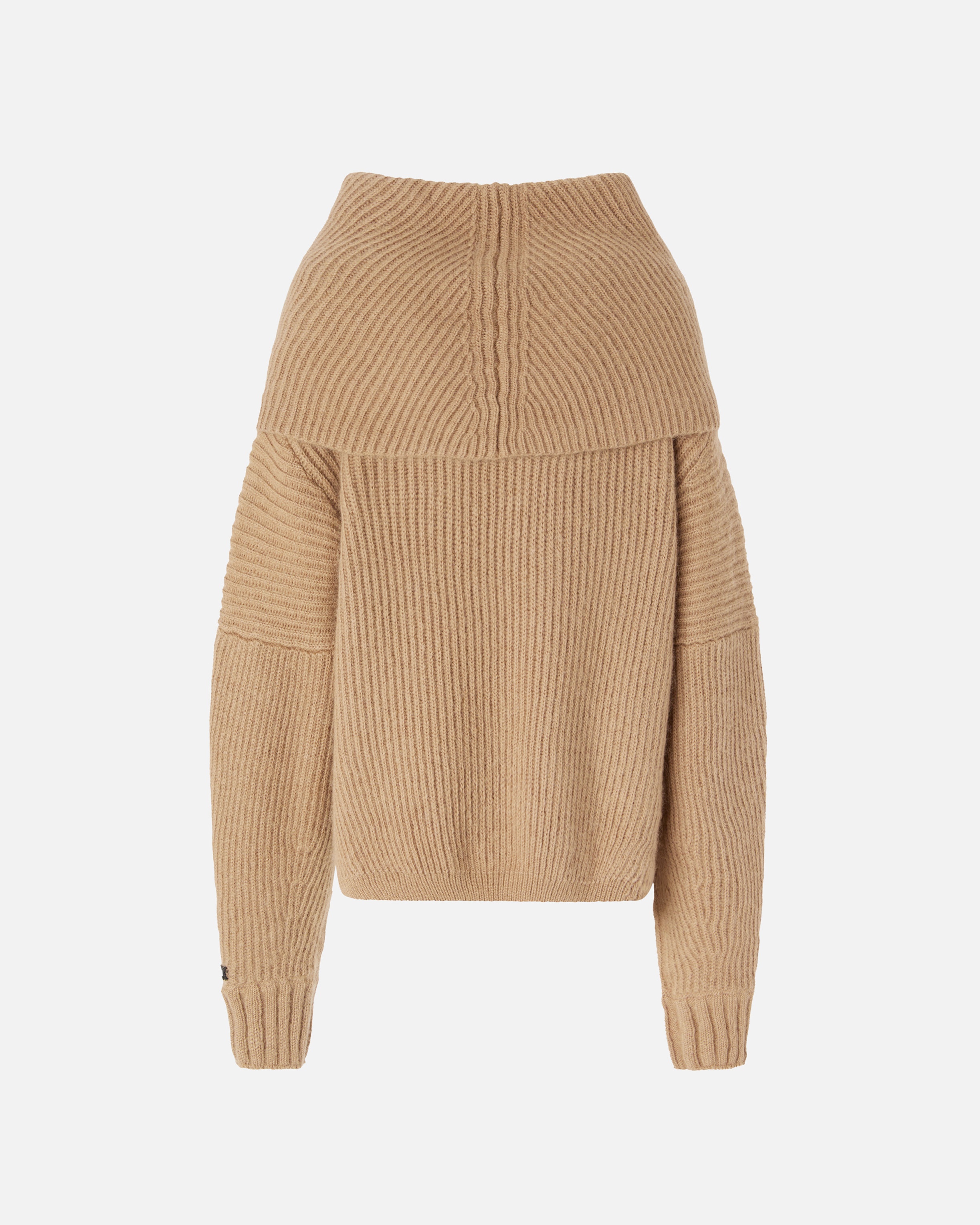 RIBBED PULLOVER WITH LARGE FOLD-OVER NECK - 6