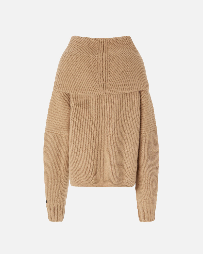 RIBBED PULLOVER WITH LARGE FOLD-OVER NECK 6