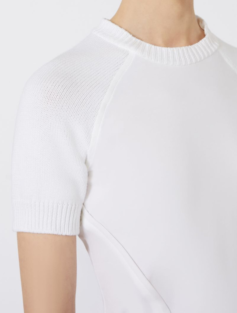 Short-sleeve stretch cotton top - white 5