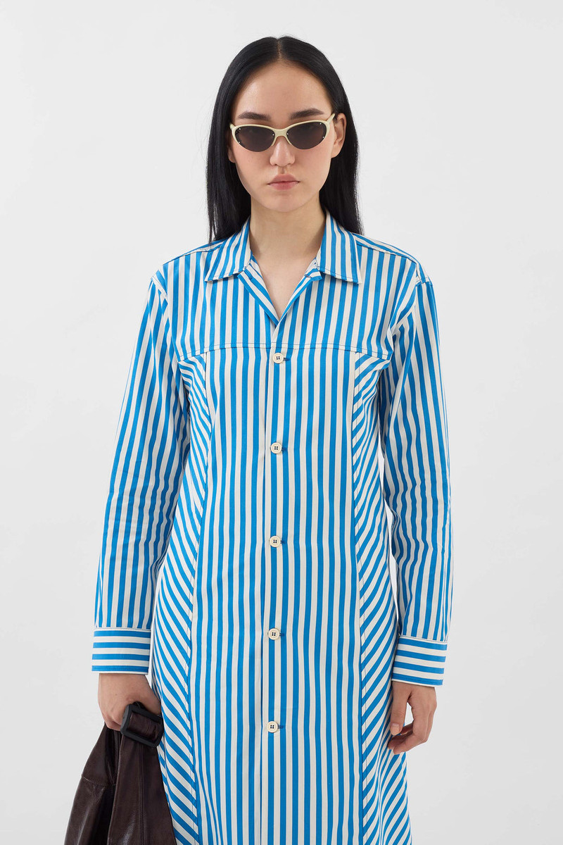 SHIRT DRESS / bluette & off white stripes 7