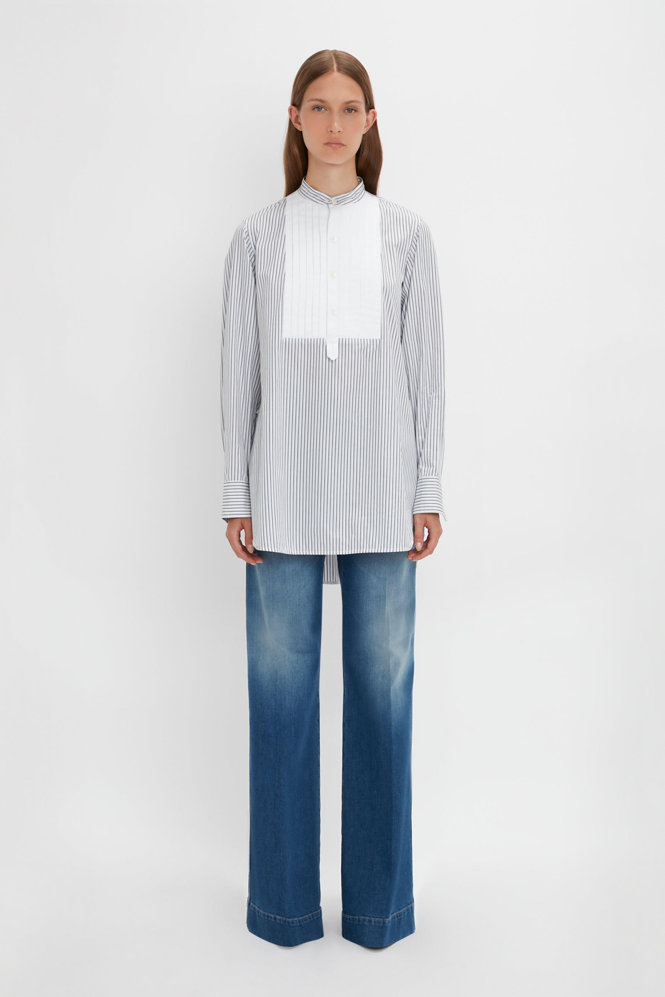 Tuxedo Bib Shirt in Black and Off-White - 5