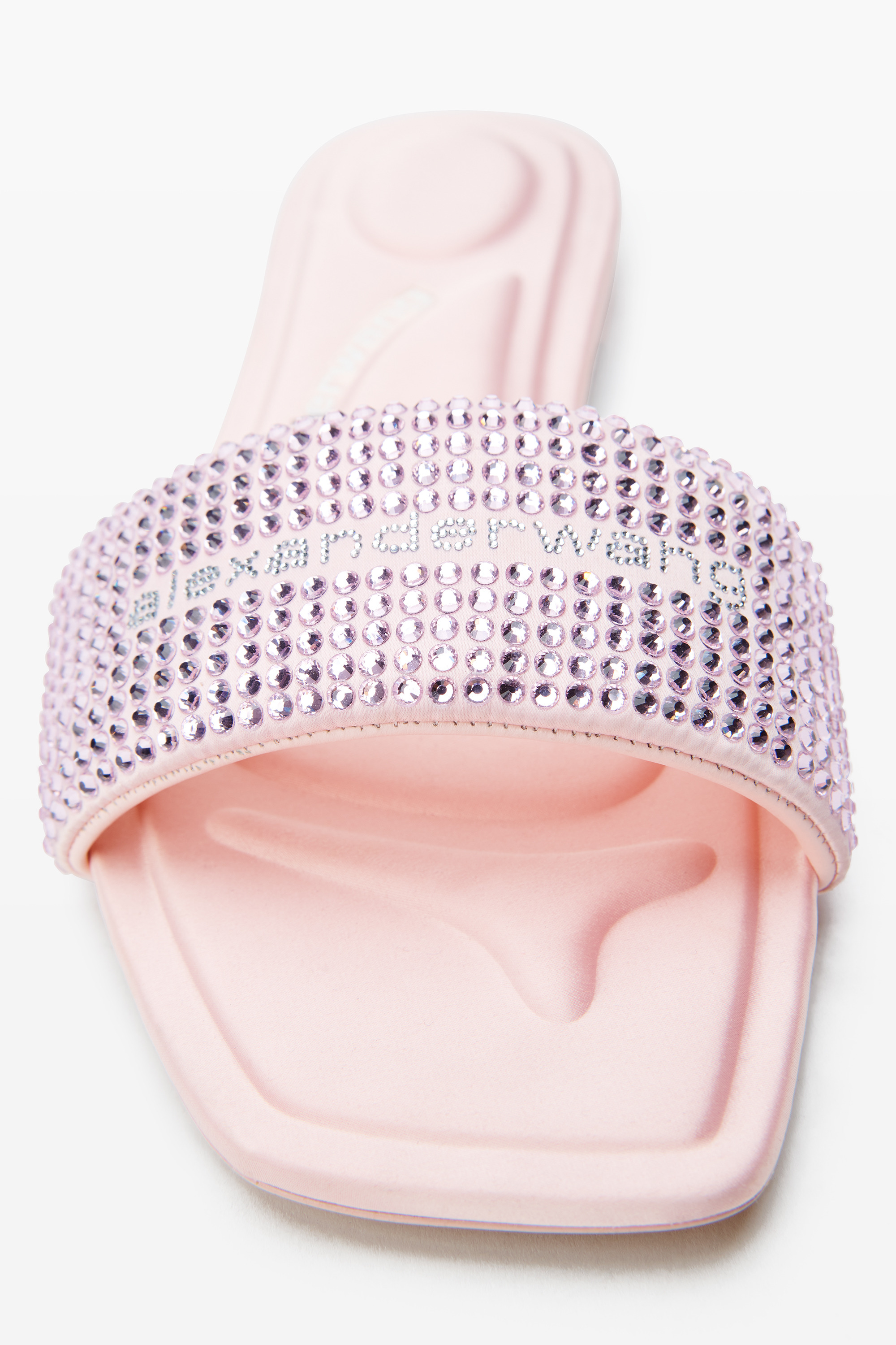 pink satin & crystal hotfix vy sandals - 2