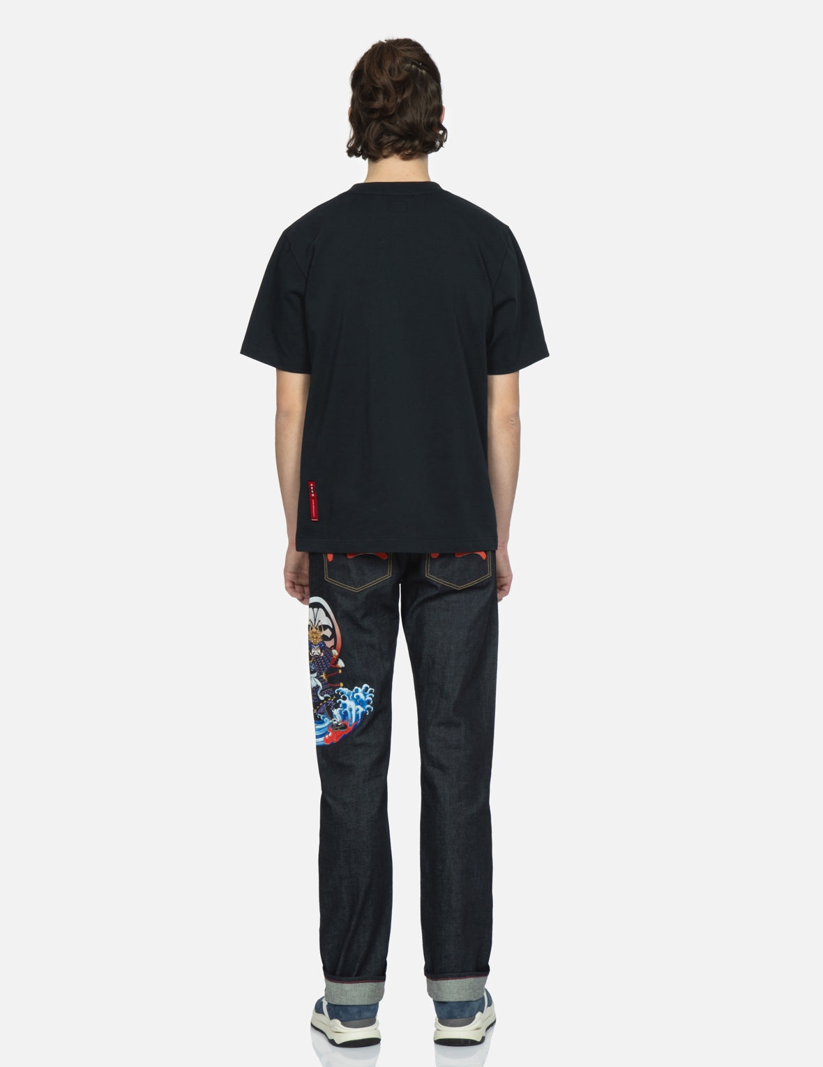 Samurai Print and Seagull Embroidery Slim-Fit Jeans #2010 - 5