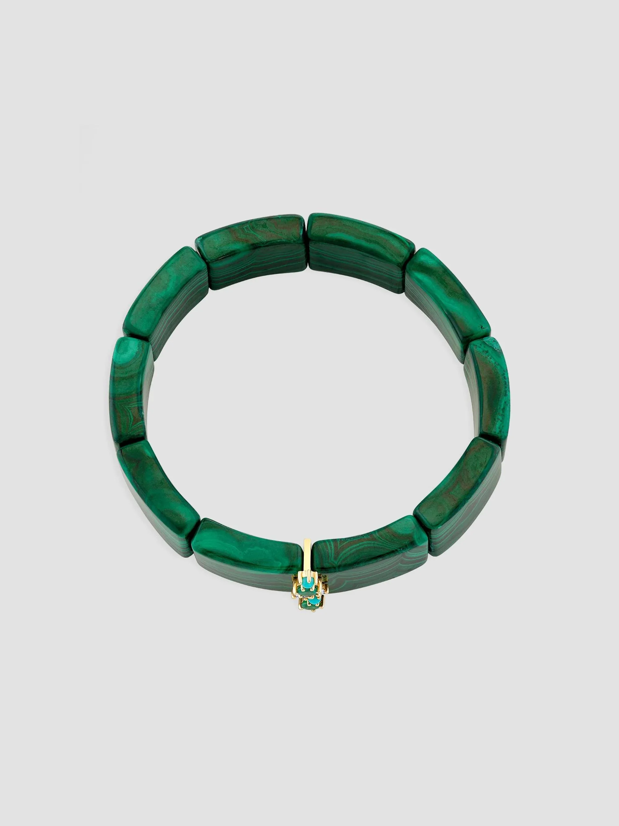 Women's 14K Yellow Gold, Malachite, Emerald, Turquoise & 0.10 TCW Diamond Beaded Bracelet - Gold - 1