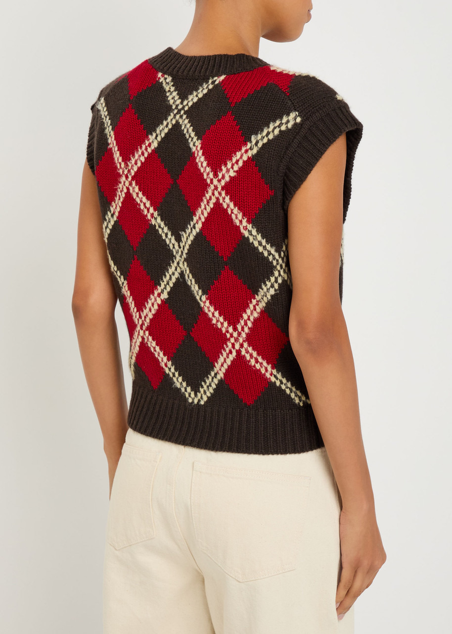 Guest In Residence Argyle Checked Wool and Cashmere-blend Vest - 3