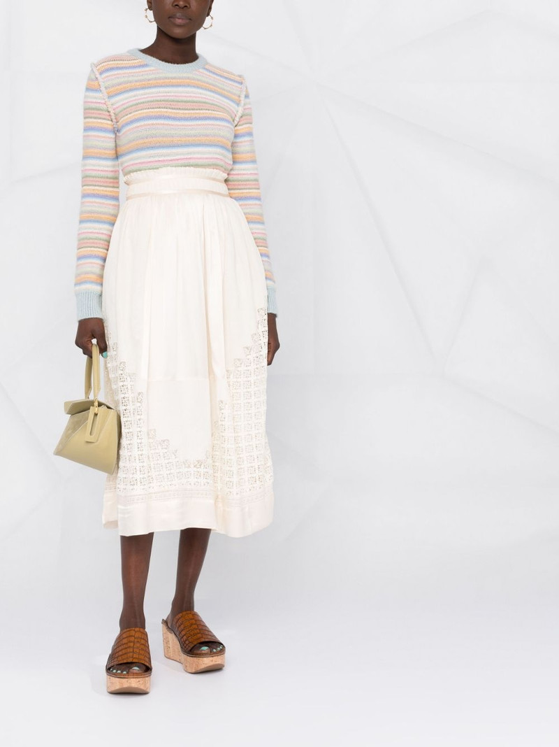 ULLA JOHNSON Cadena lace-insert midi skirt outlook