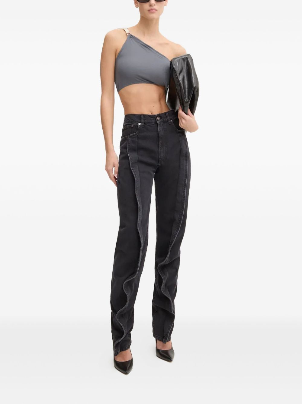 one-shoulder draped top - 2
