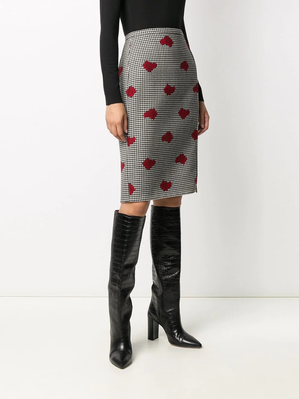 Houndstooth rose print skirt - 3