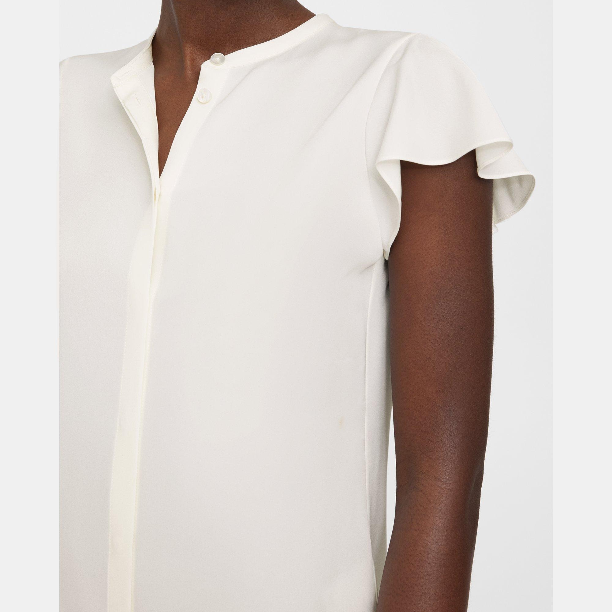 Ruffle Sleeve Top in Silk Georgette - 4