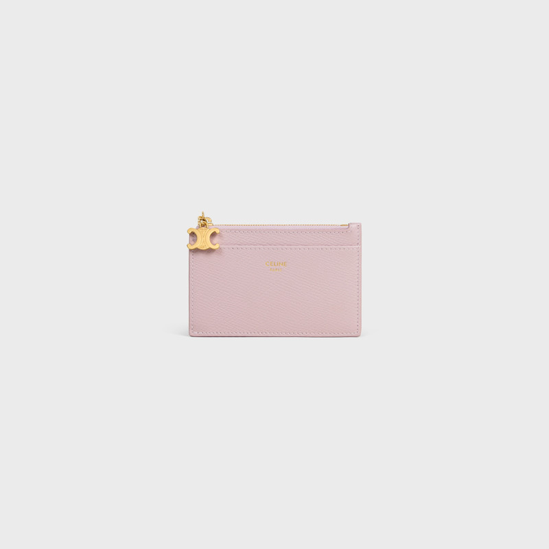 ZIPPED CARD HOLDER TRIOMPHE CHARMS IN GRAINED CALFSKIN 1