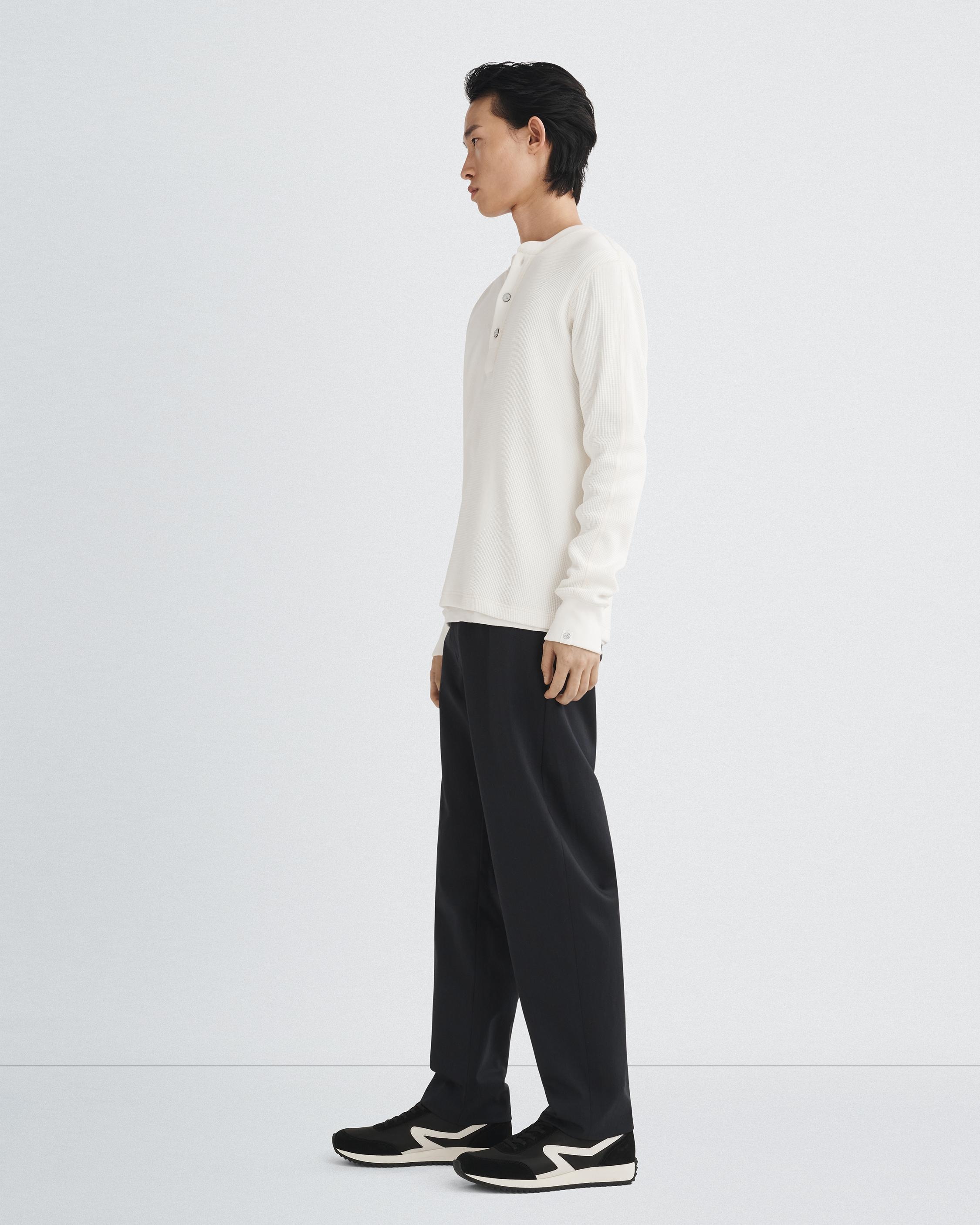 Garment Dyed Waffle Henley
Cotton Long Sleeve Shirt - 4