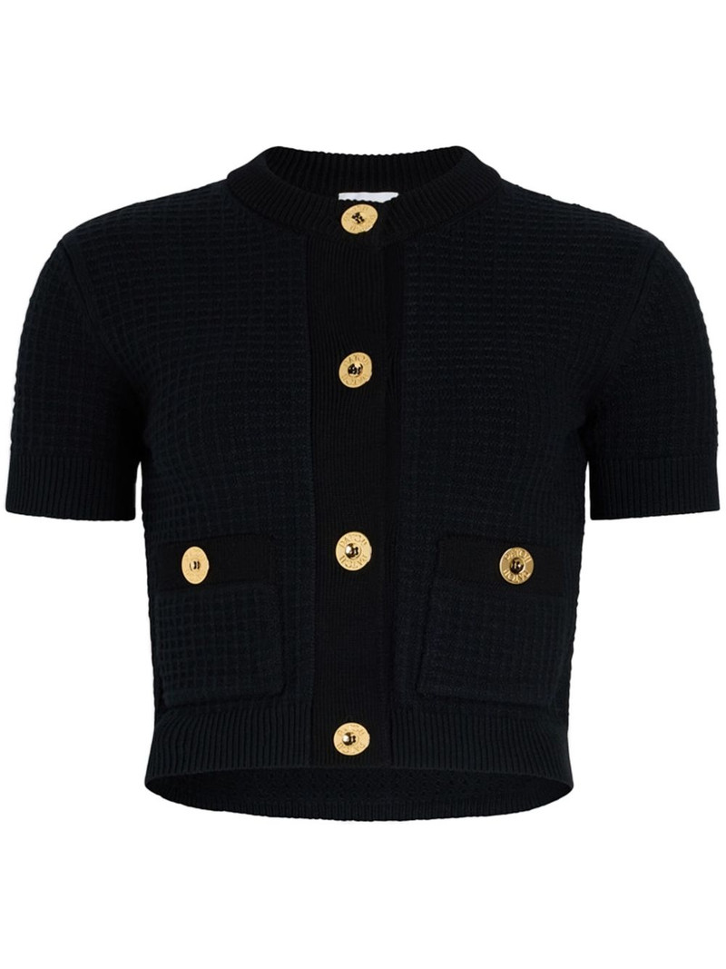 cropped waffle-knit cardigan 1