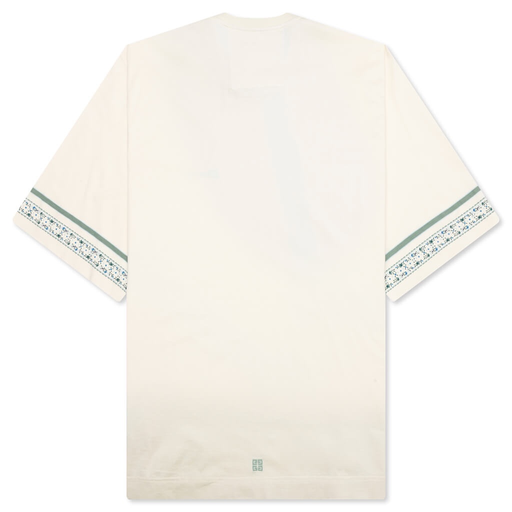FLORAL DETAIL COTTON T-SHIRT - IVORY - 2