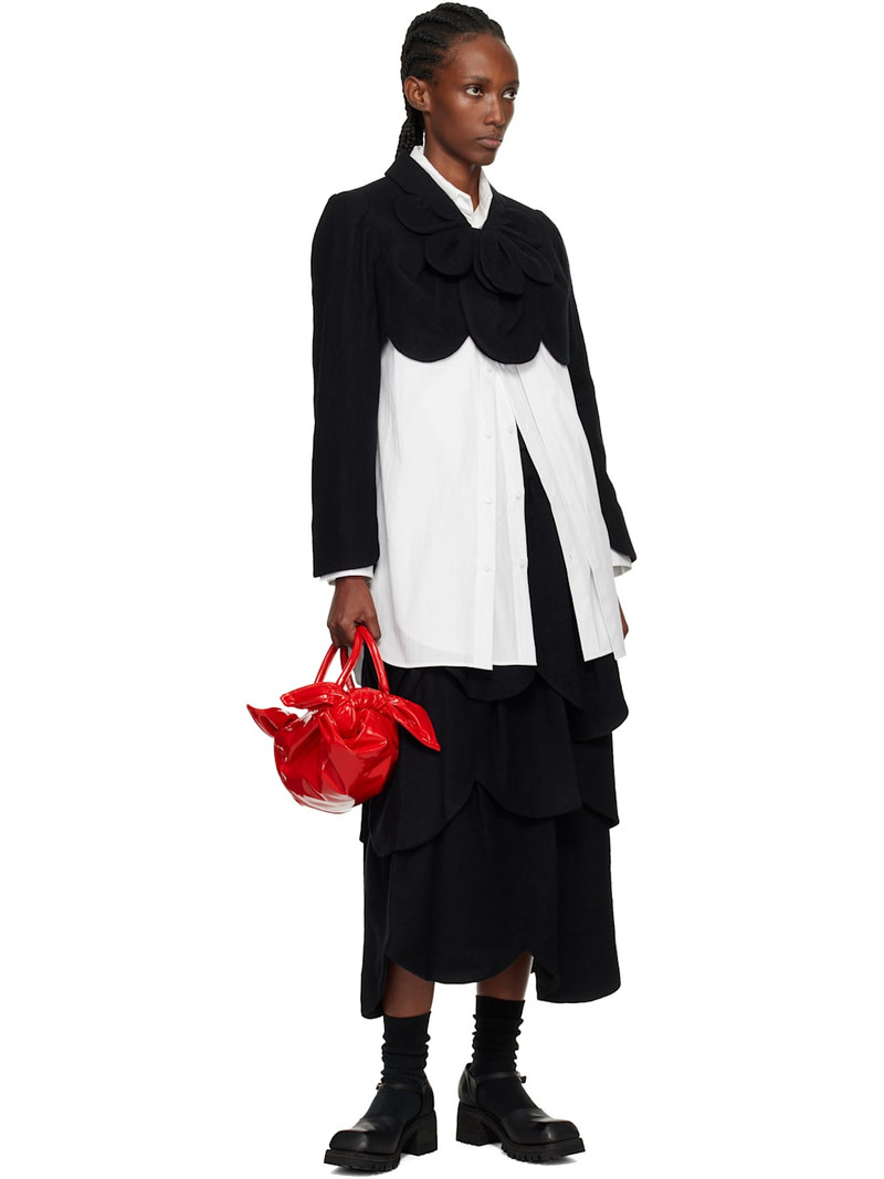 Noir Kei Ninomiya Black Tiered Flower Midi Skirt outlook