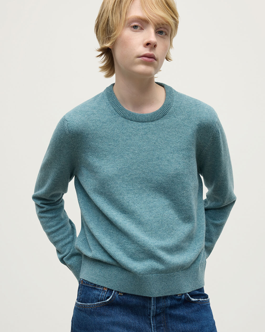 Classic Cashmere Green Round Neck Jumper - 5