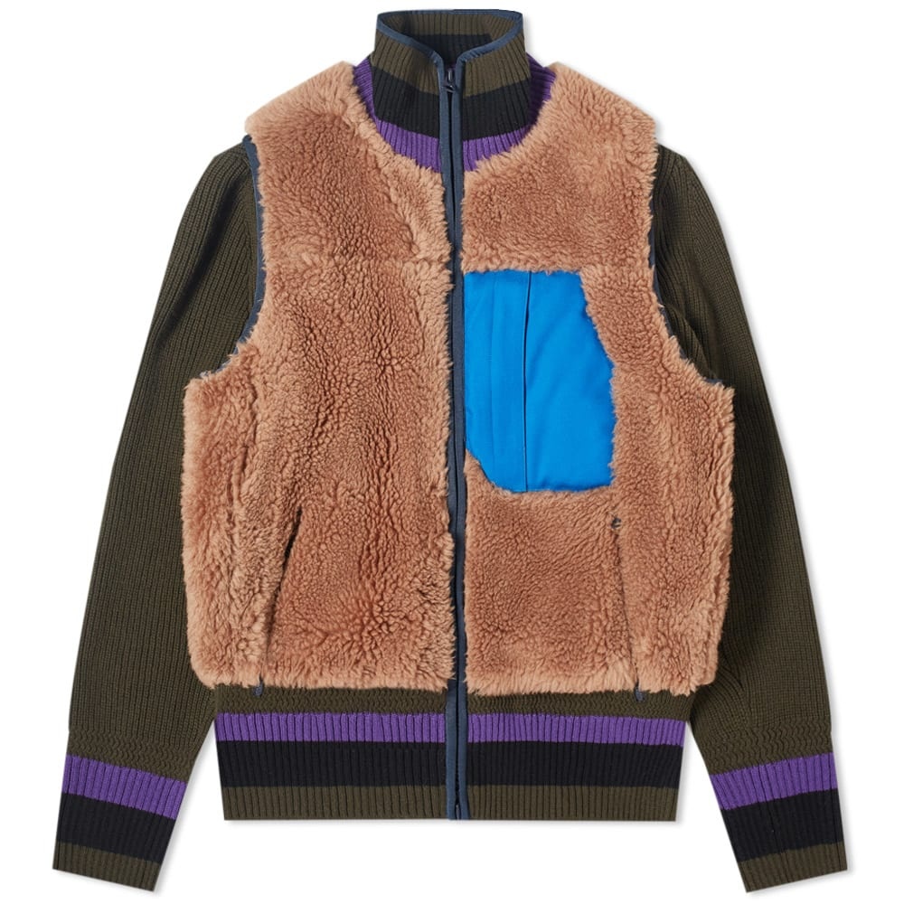 Sacai Faux Shearling Knit Jacket - 1