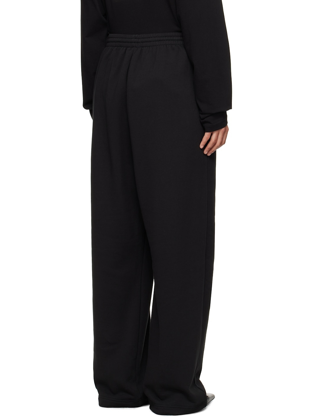 Black Bouclé Letter Logo Wide Lounge Pants - 3