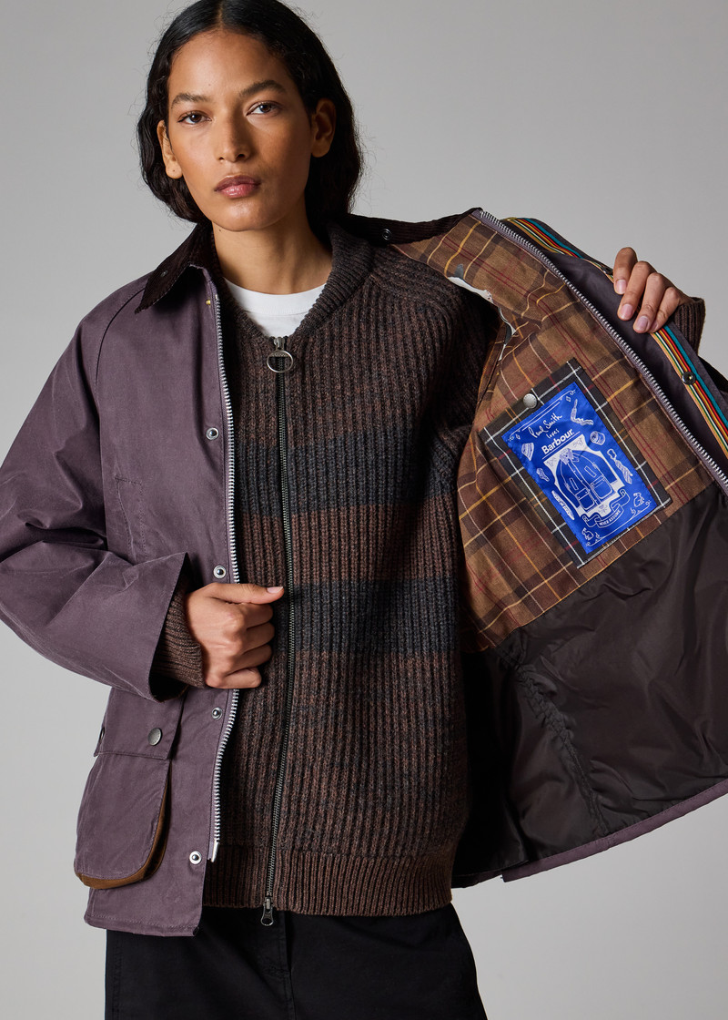Paul Smith loves Barbour - Grey Lilac Oversized Bedale Wax Jacket 10