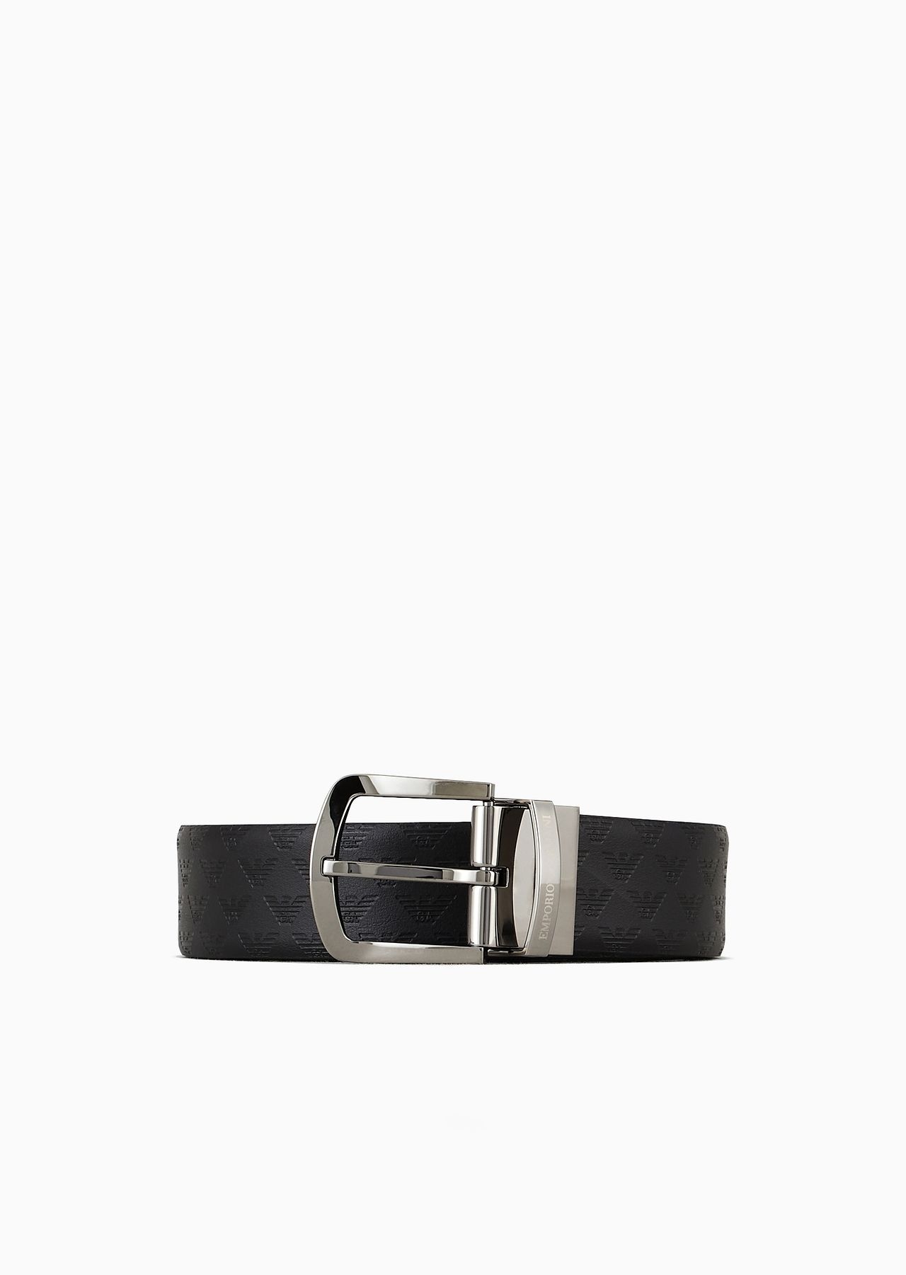 Reversible leather belt with all-over monogram - 1