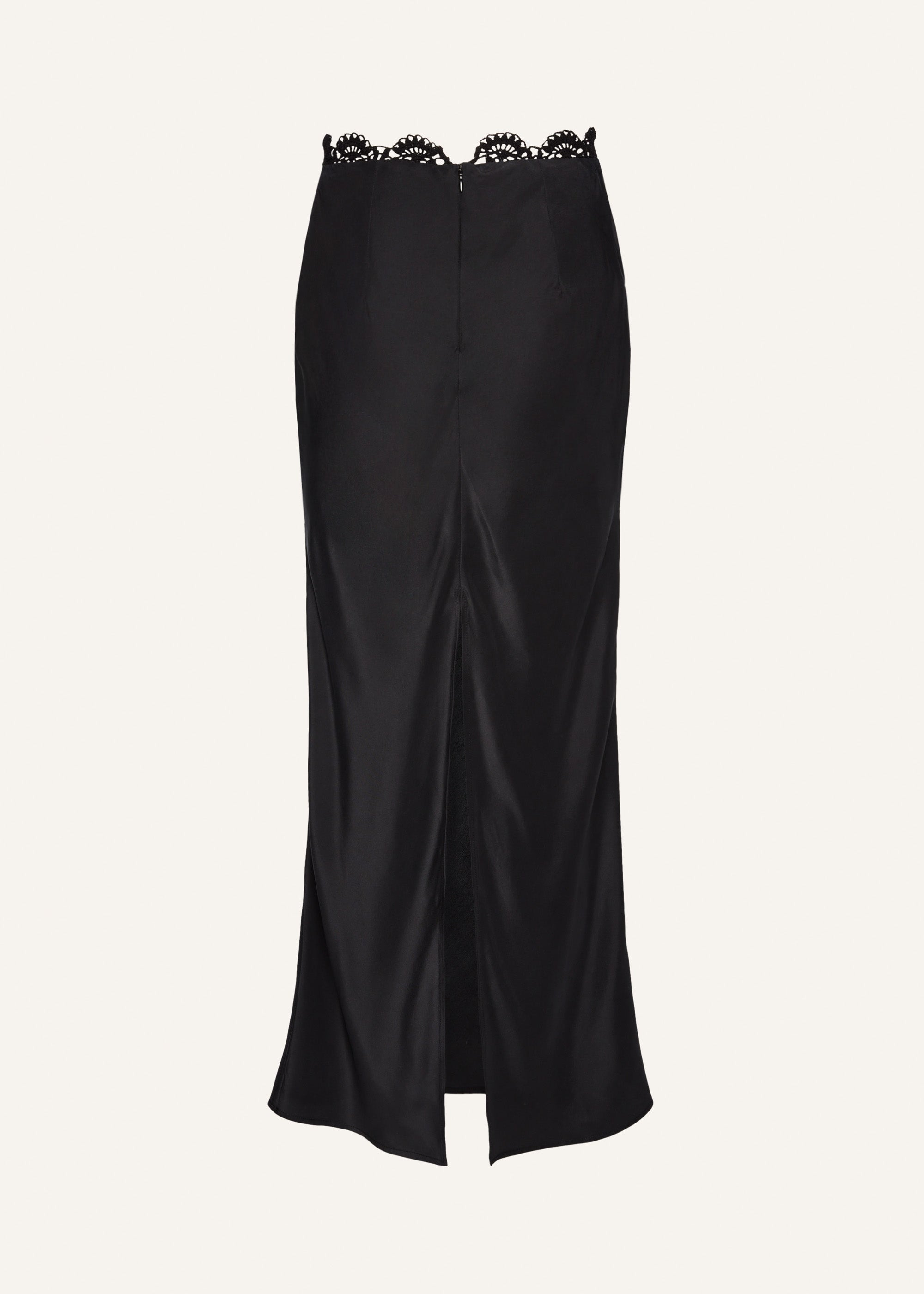 Lace detail midi skirt in black - 2