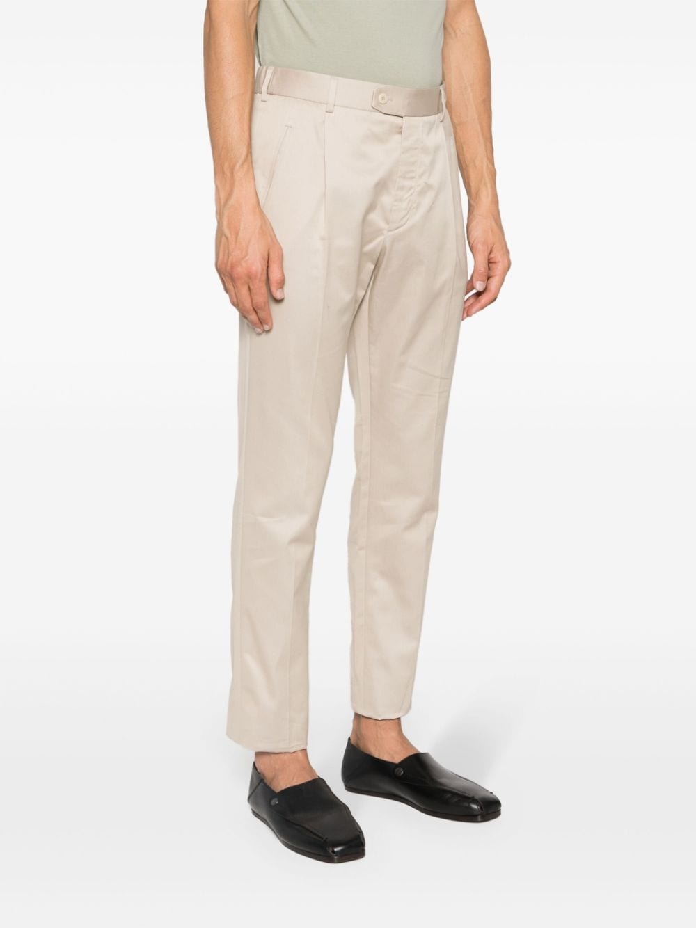 slim-fit cotton tailored trousers - 3