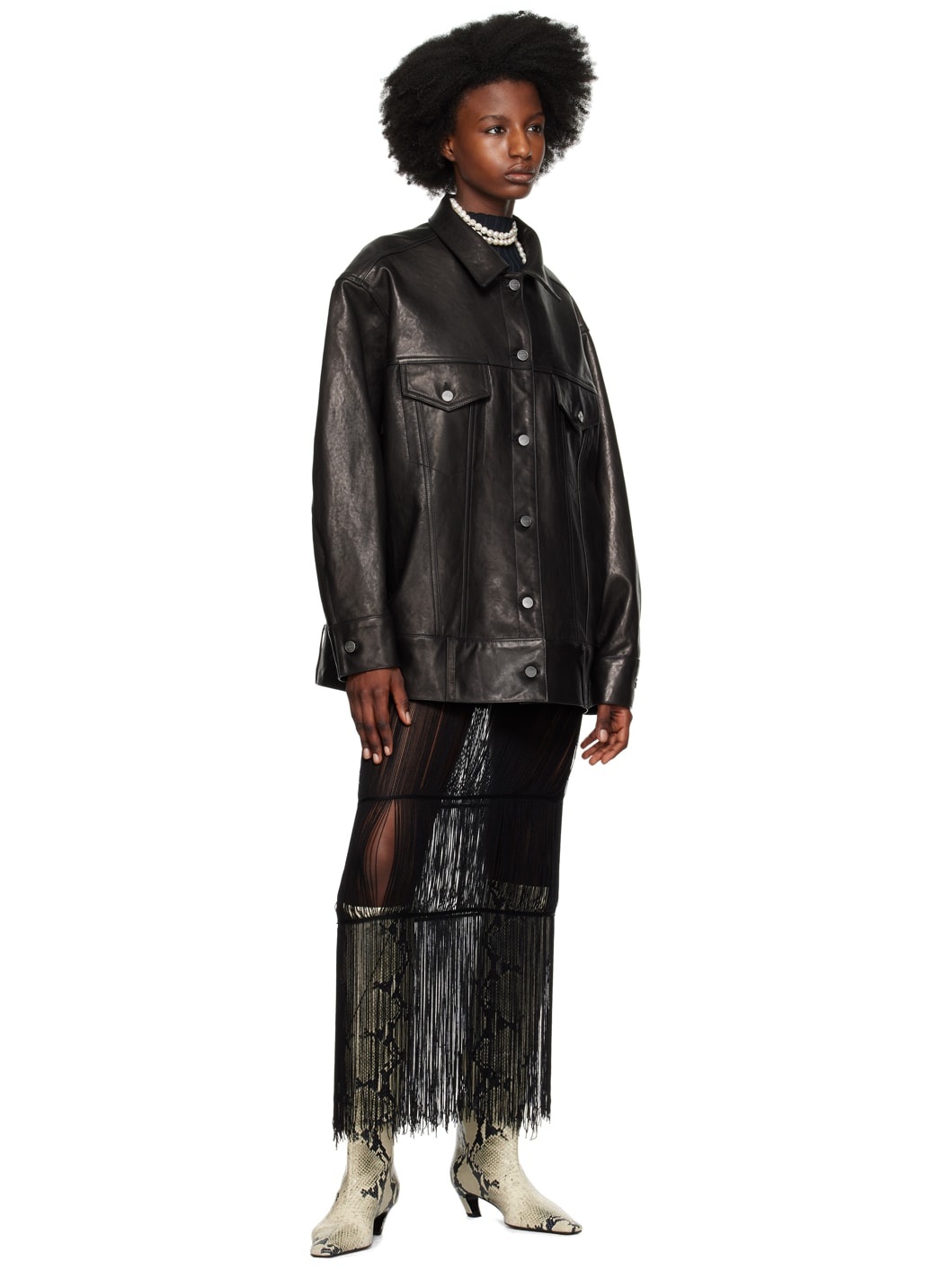 The Grizzo Jacket in Black Leather with Grommets– KHAITE