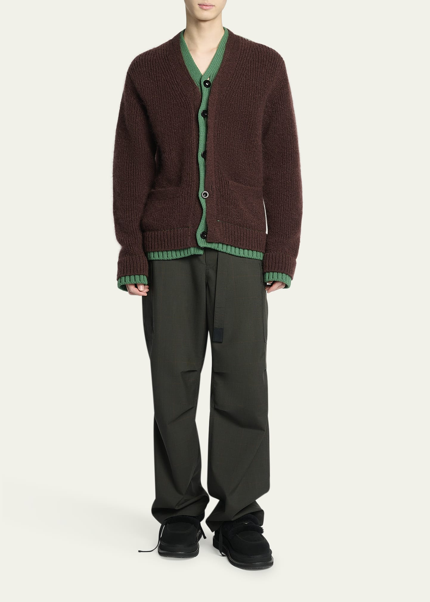 Men's Two-Tone Mohair Knit Cardigan - 2