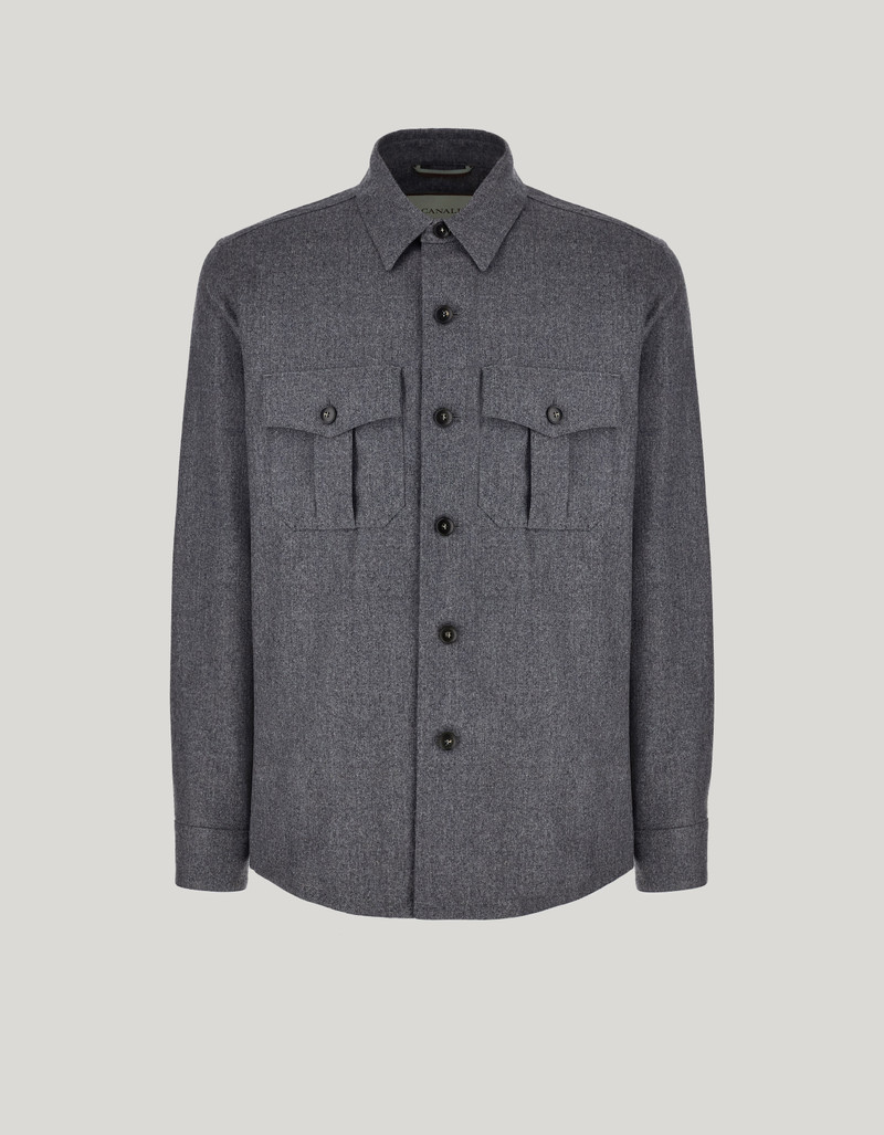 GRAY PURE WOOL SHIRT JACKET - IMPECCABILE 1