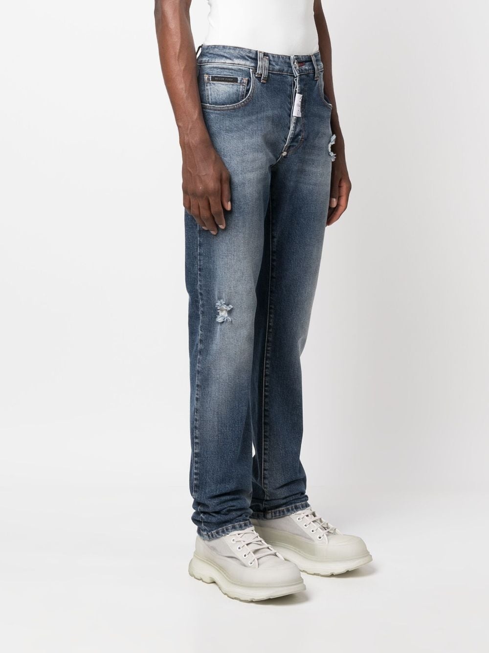 logo-patch slim-cut jeans - 3