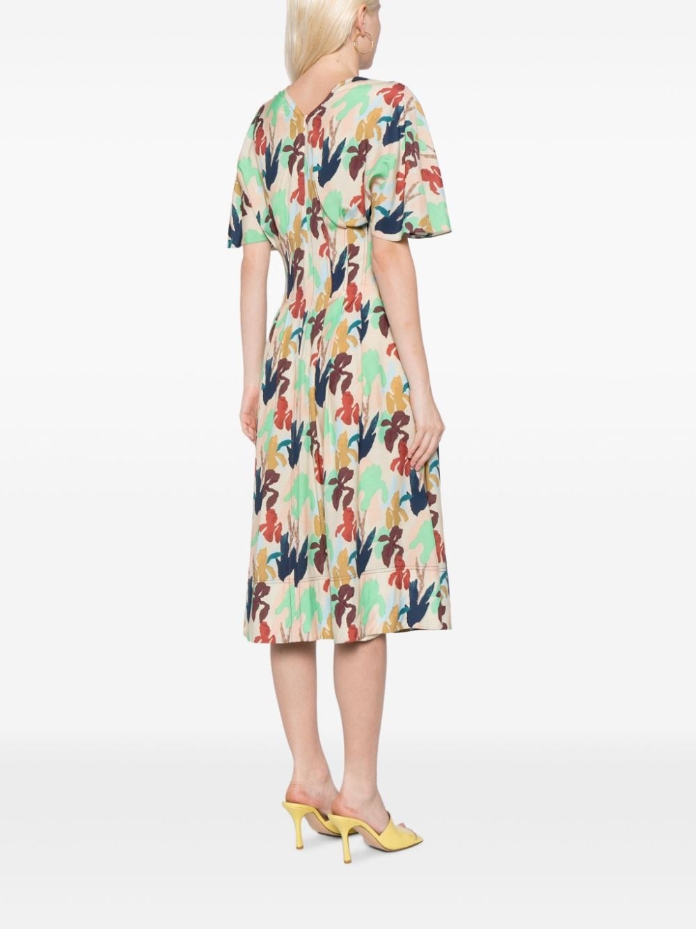 abstract-print short-sleeve dress - 4