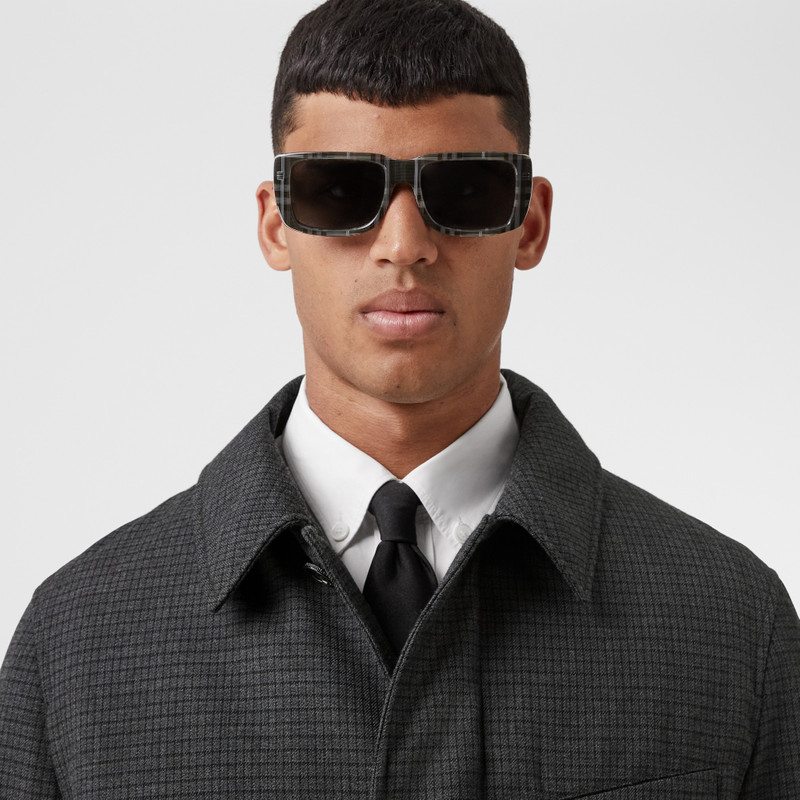 Micro Check Wool Car Coat 6