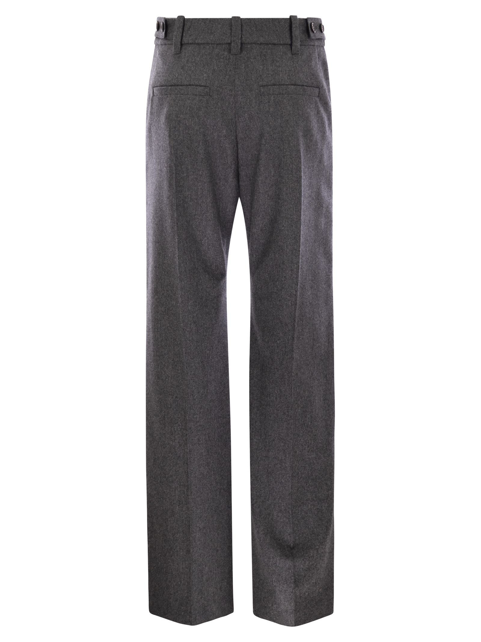 Brunello Cucinelli Women Straight Loose Trousers In Virgin Wool Flannel - 2