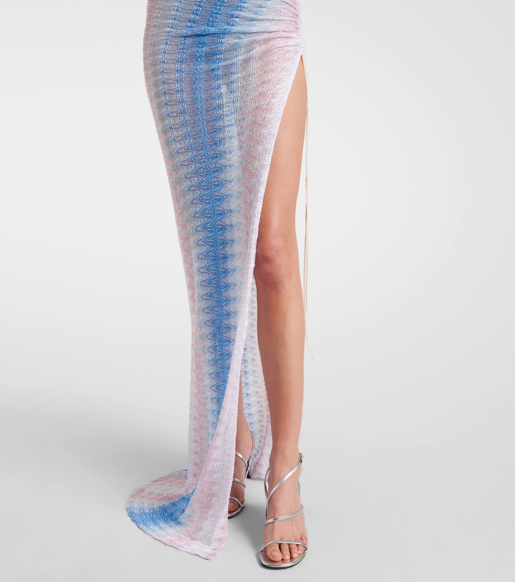 Zig Zag semi-sheer strapless maxi dress - 5