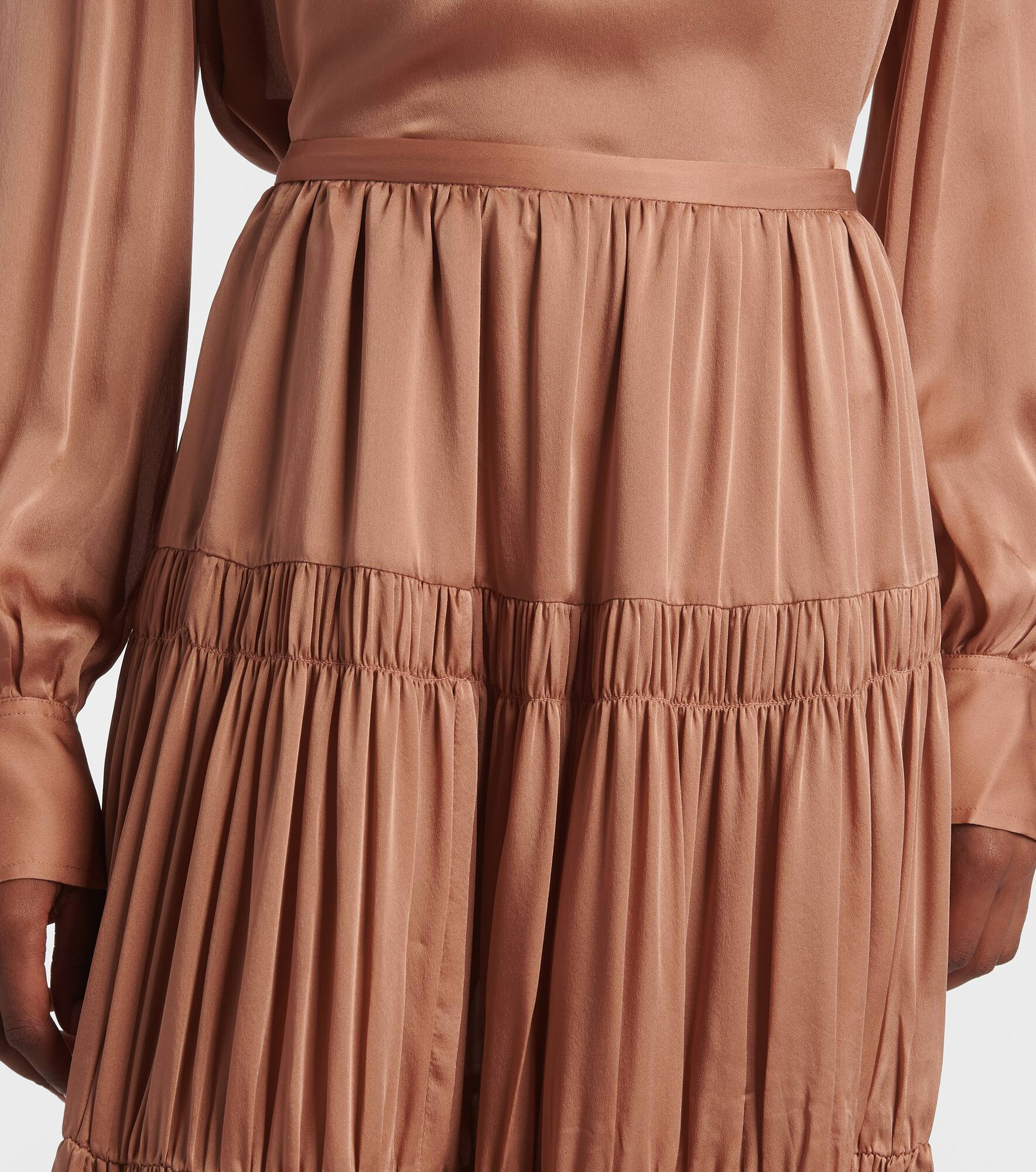 Gaelle tiered silk satin maxi skirt - 4