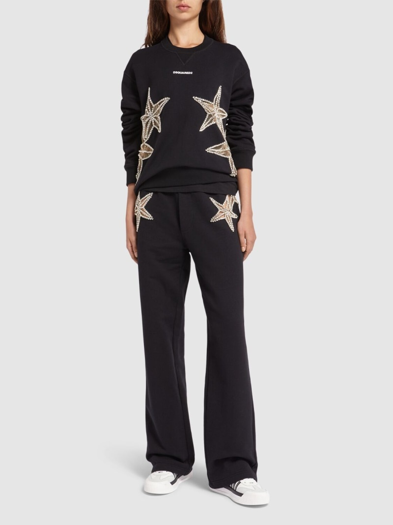 Embroidered stars straight pants - 2