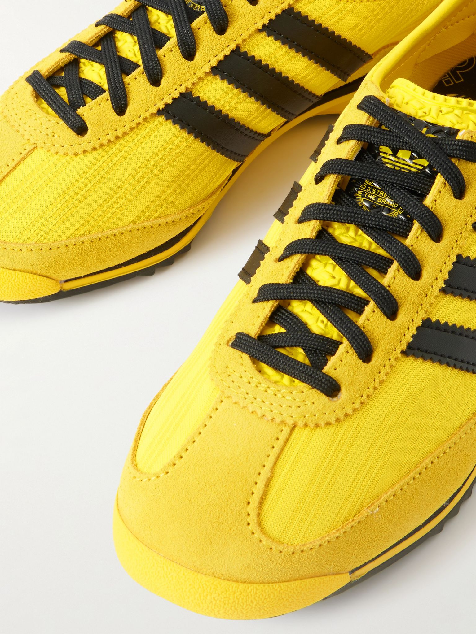 SL 72 OG suede and leather-trimmed jacquard sneakers Bright yellow - 4