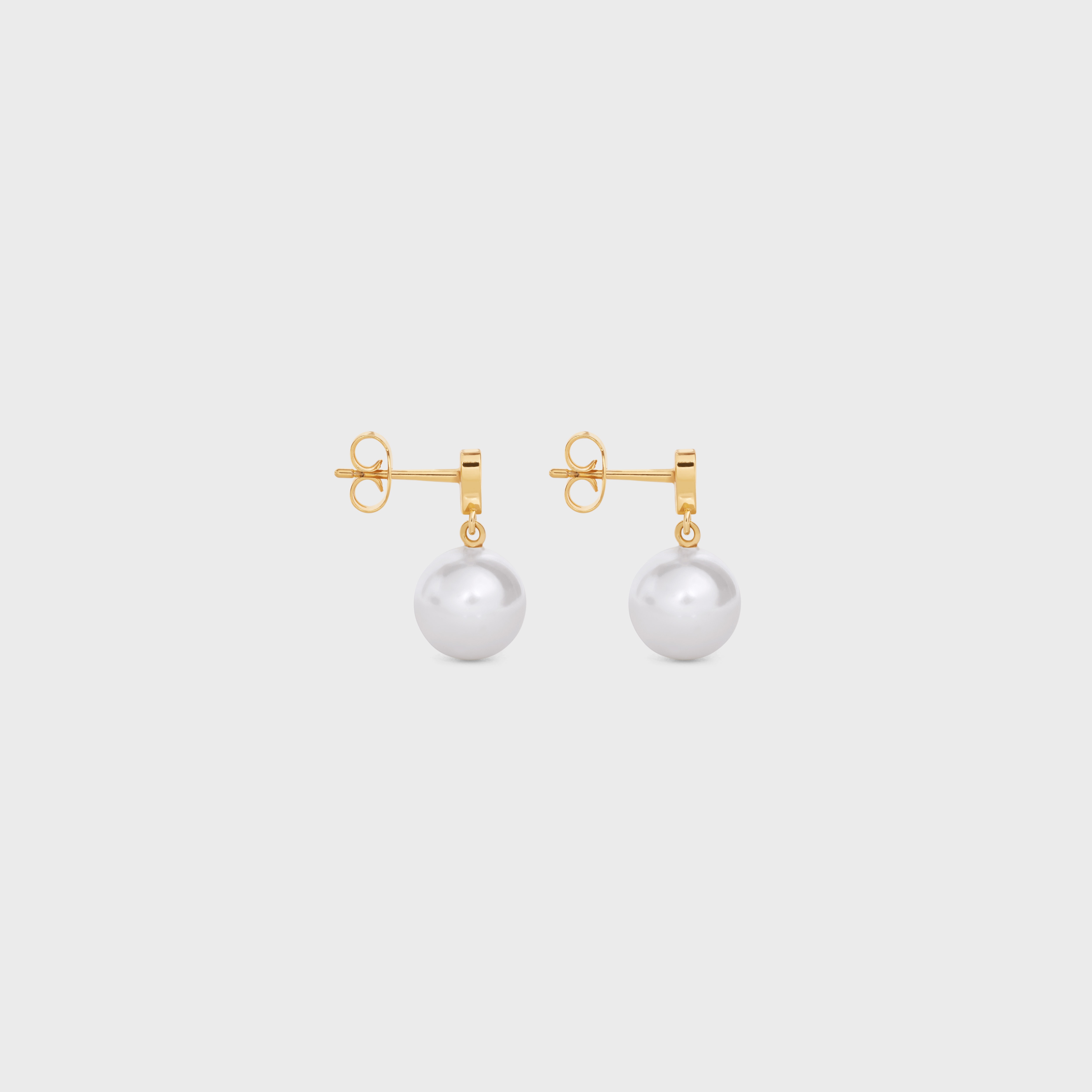 Coeur Celine Earrings in Brass with Gold Finish and Glass Pearls - 3