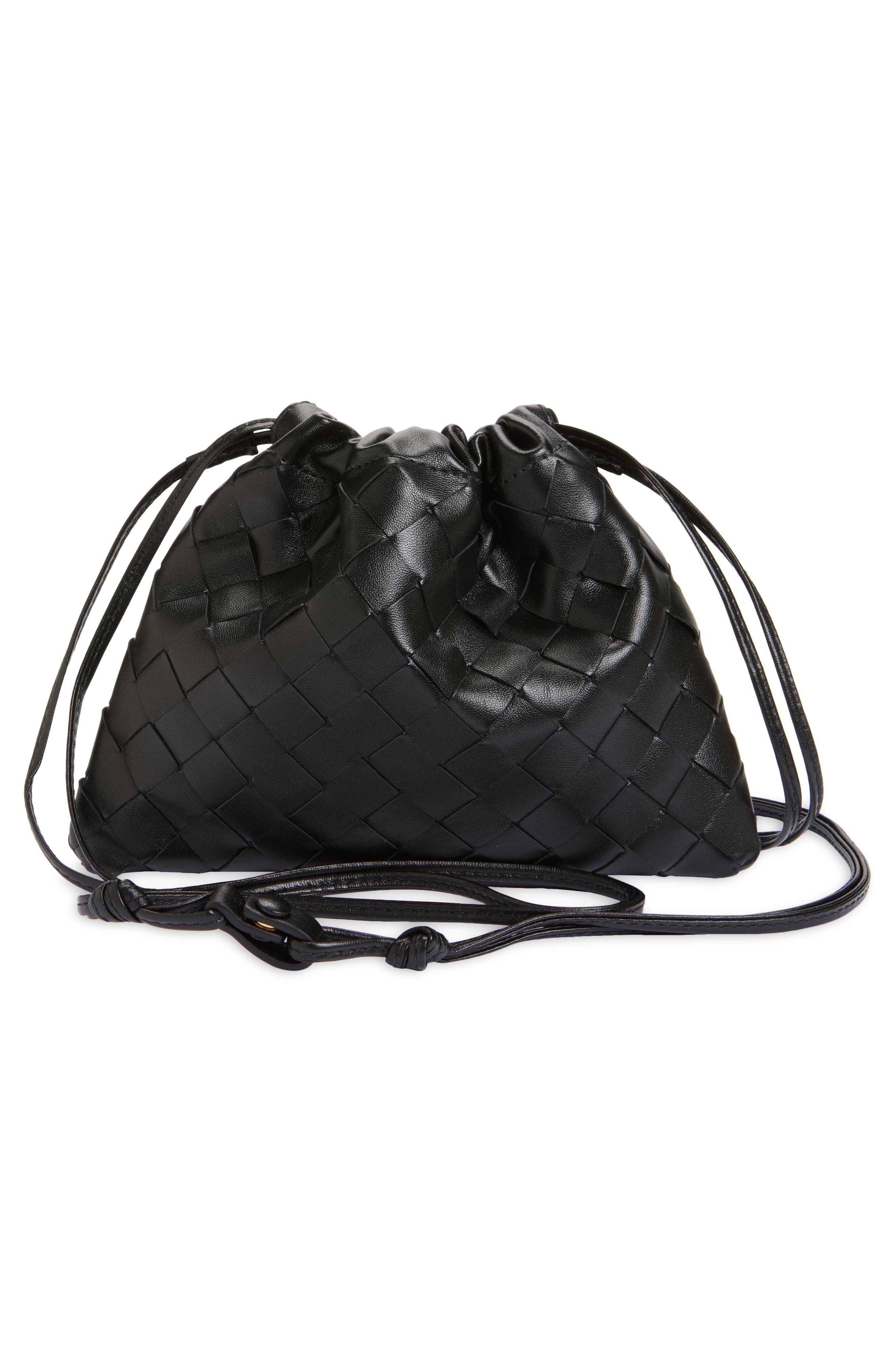 Bottega Veneta Small Dustbag Intrecciato Leather Shoulder Bag in 8425 Black-Gold at Nordstrom - 4