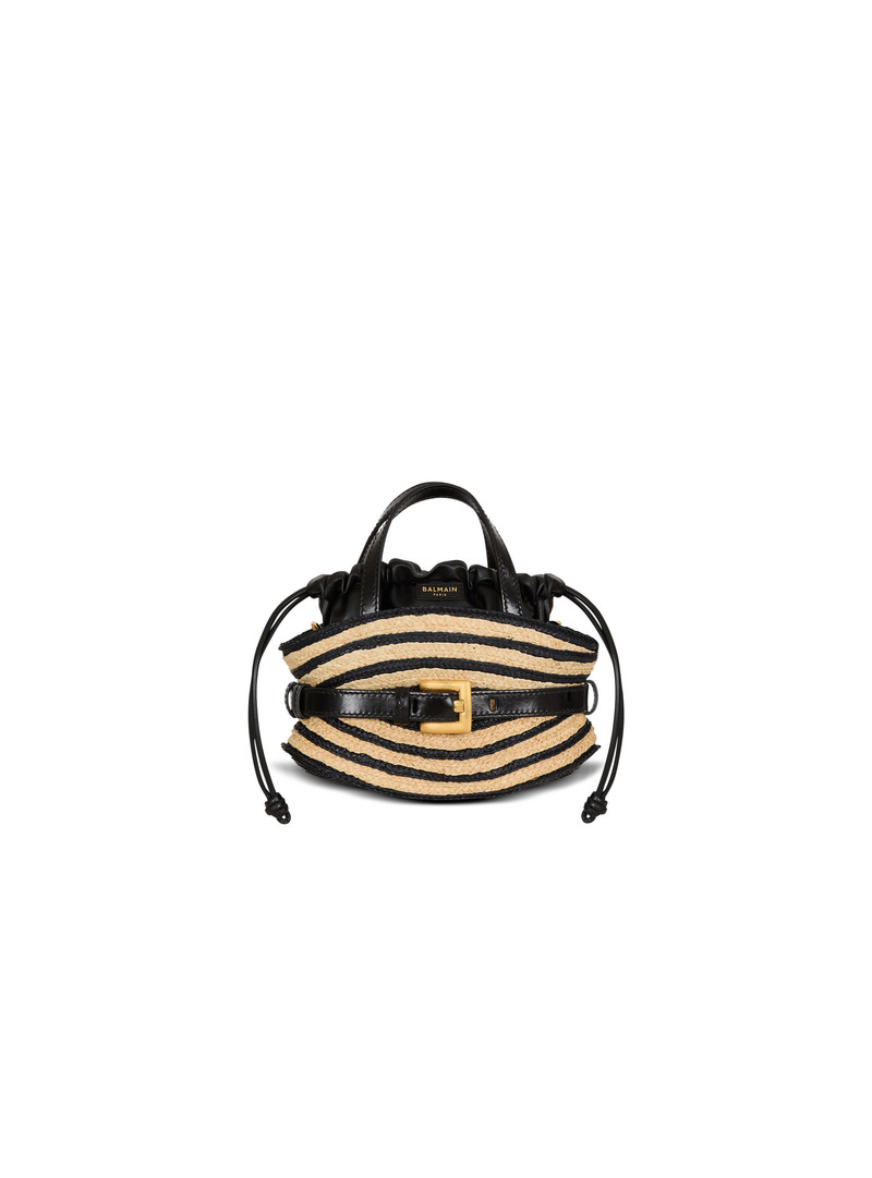 Mini Shuffle bag in smooth leather and raffia 1