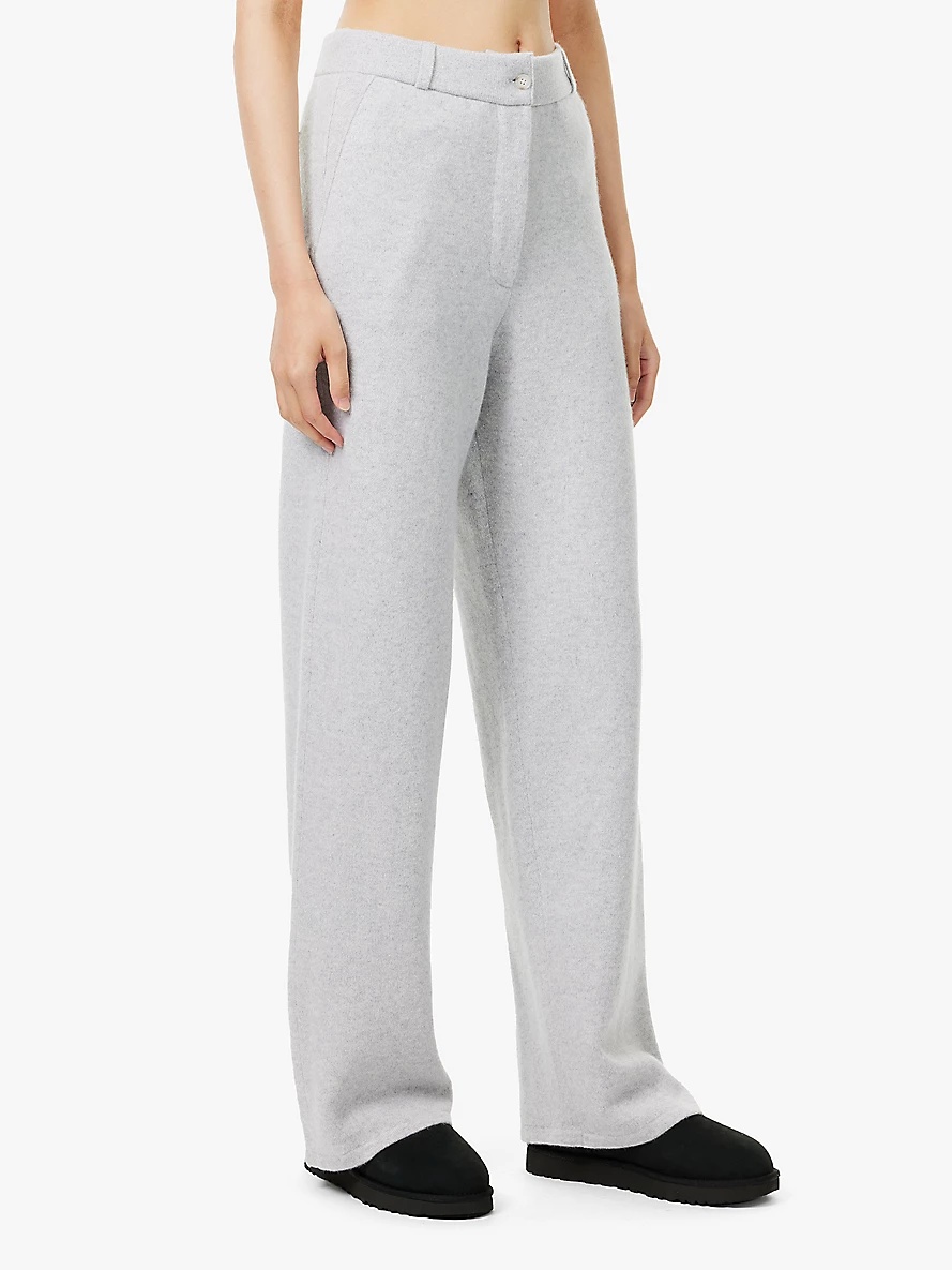 High-rise straight-leg cashmere-blend tailored trousers - 3