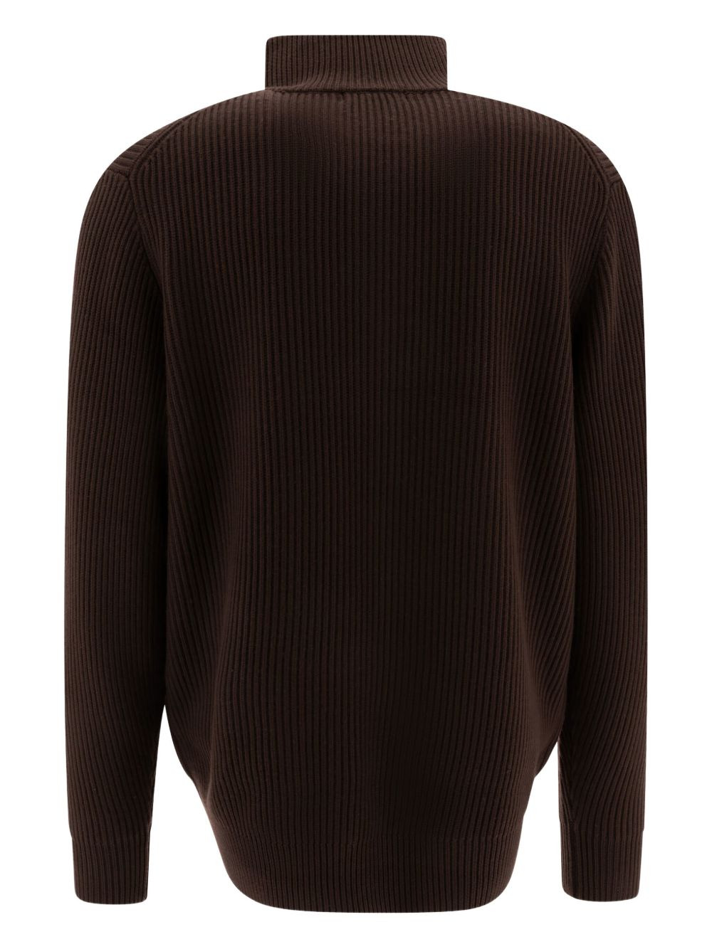 ribbed high-neck zip-up sweater - 2