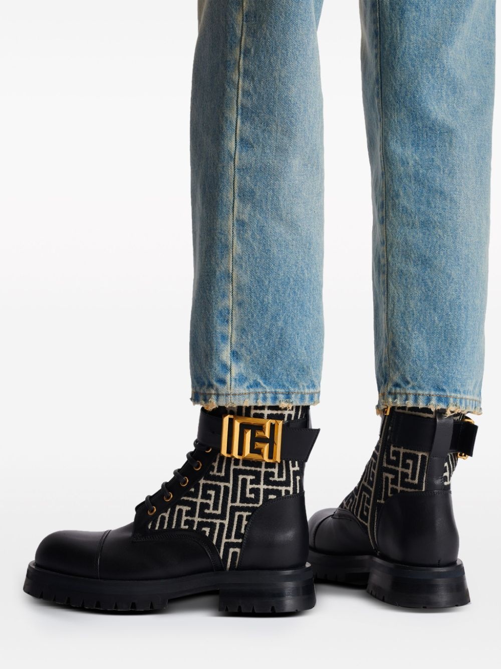 Charlie monogram-jacquard leather boots - 7