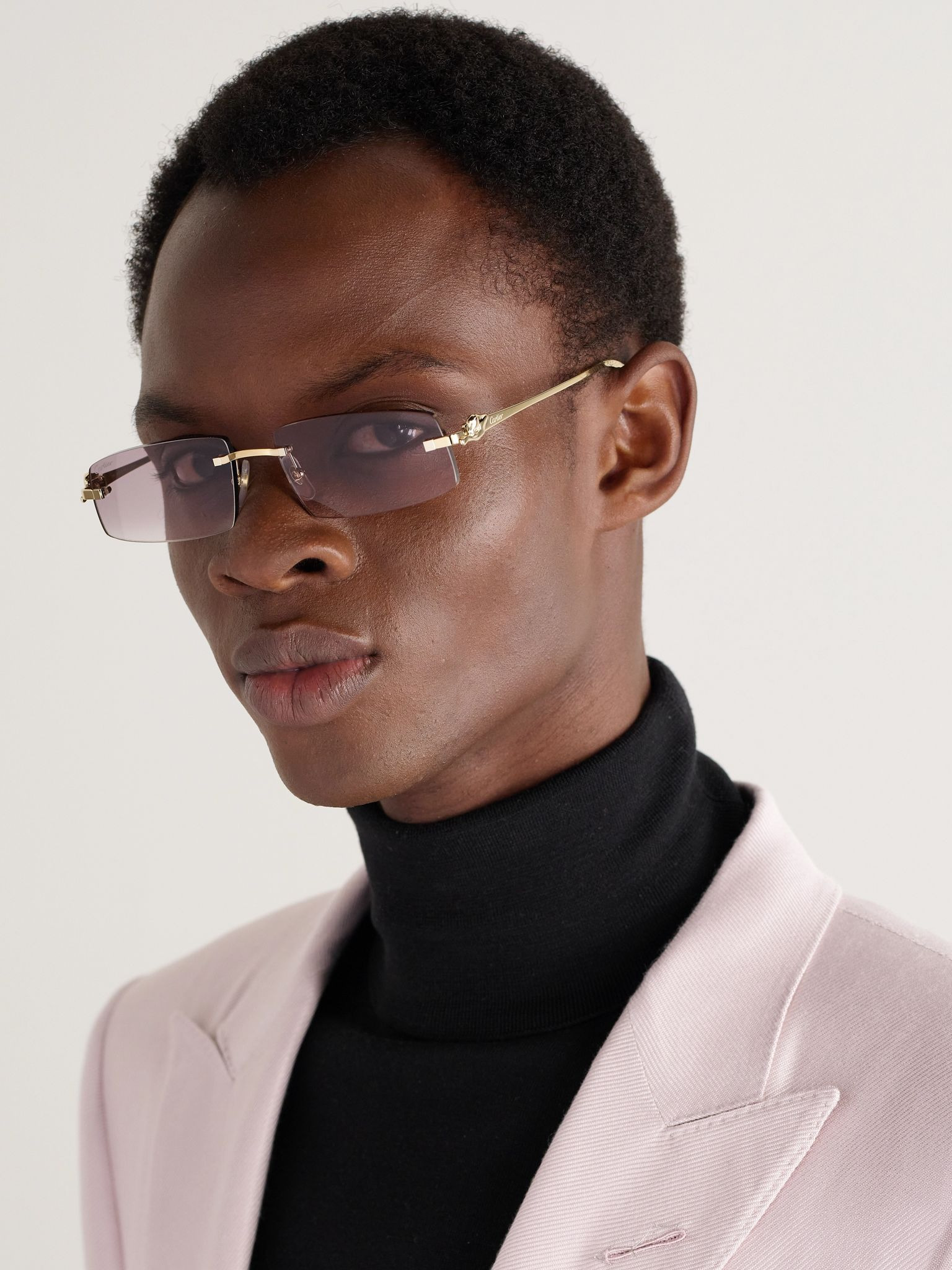 Panthère Rimless Rectangular-Frame Gold-Tone Sunglasses Gold - 2