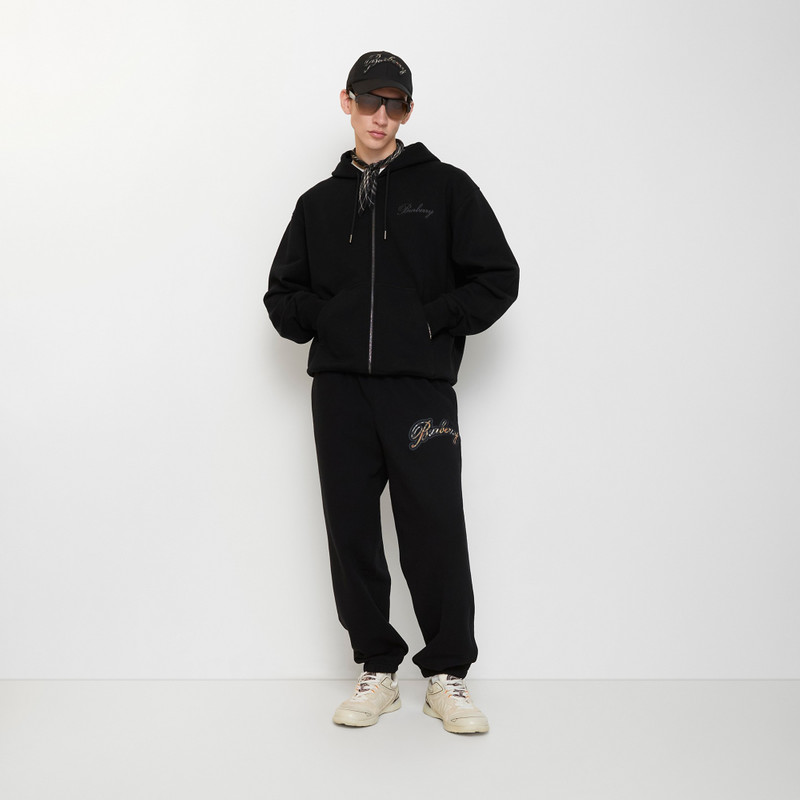 Burberry Check Cursive Logo Cotton Jogging Pants outlook