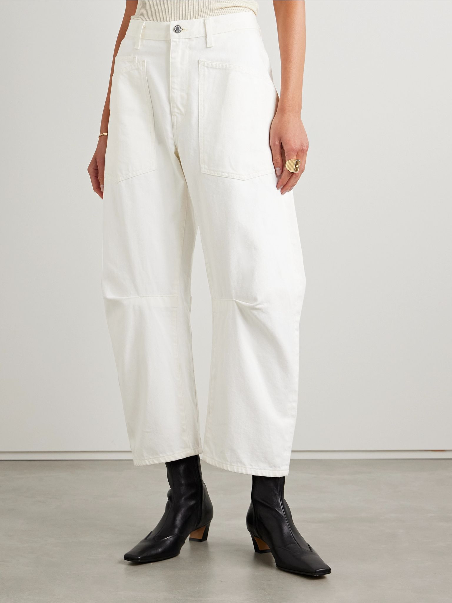 Shon cotton-blend twill tapered pants Cream - 3