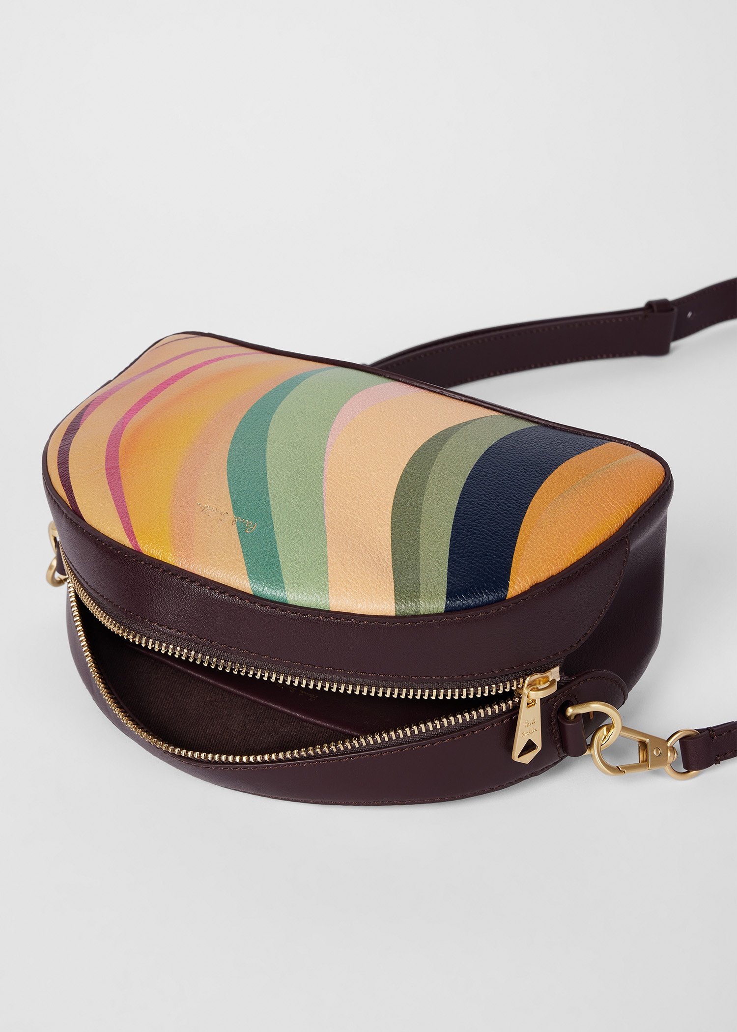 Women's 'Dusky Swirl' Leather Curved Camera Bag - 6