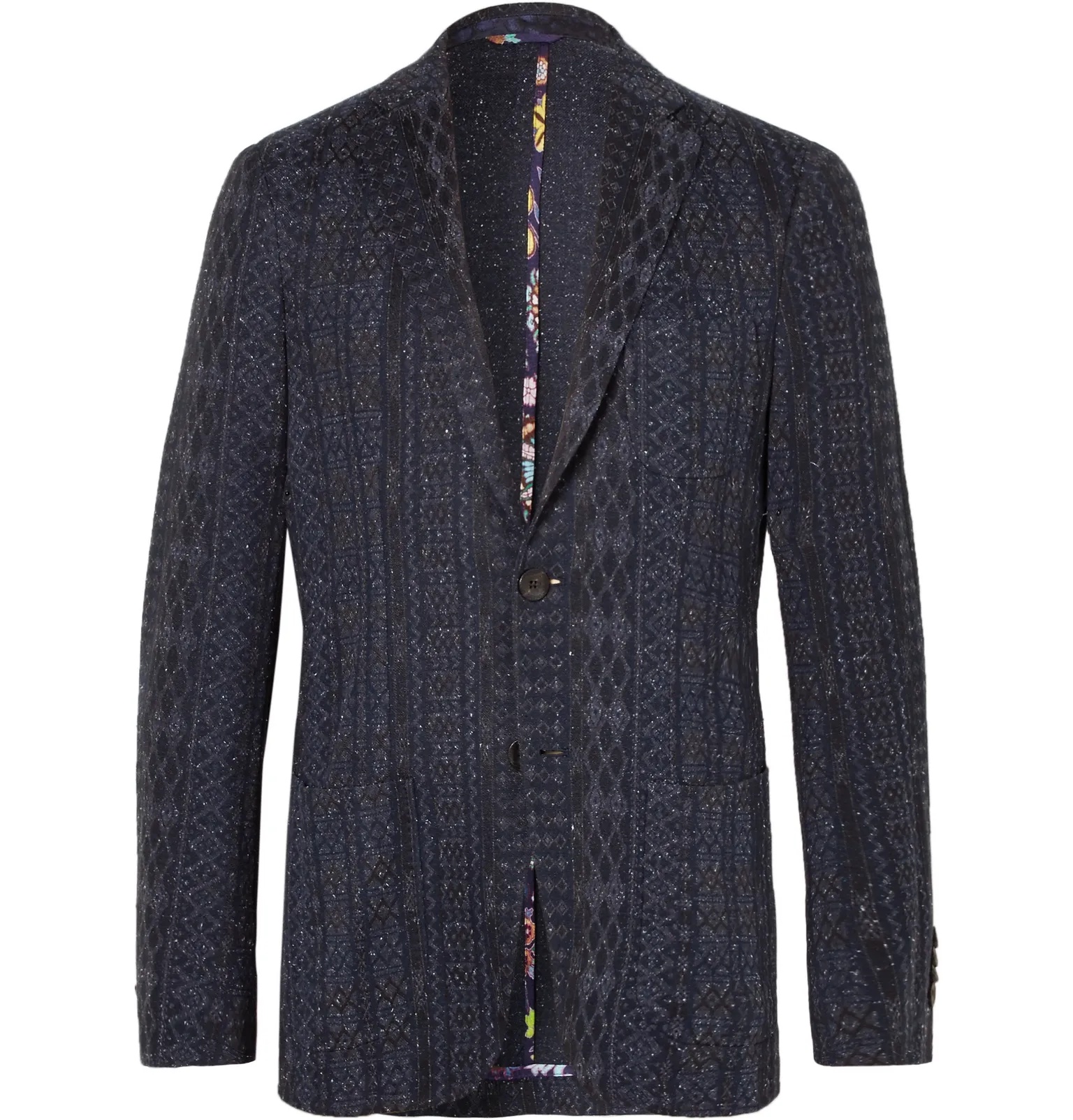 Linen, Silk, Cotton and Nylon-Blend Jacquard Blazer - 1