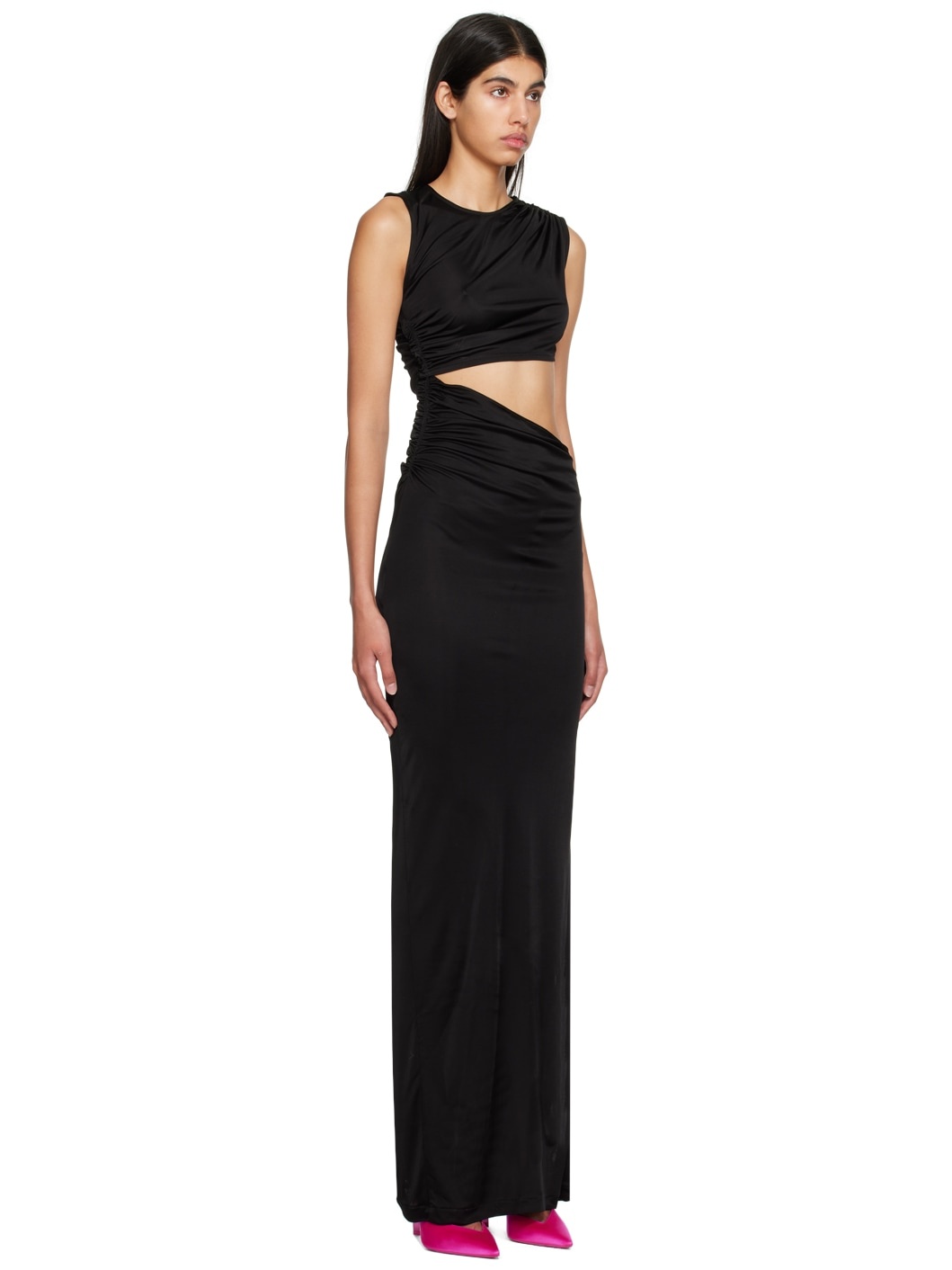 Black Ruffled Maxi Dress - 2